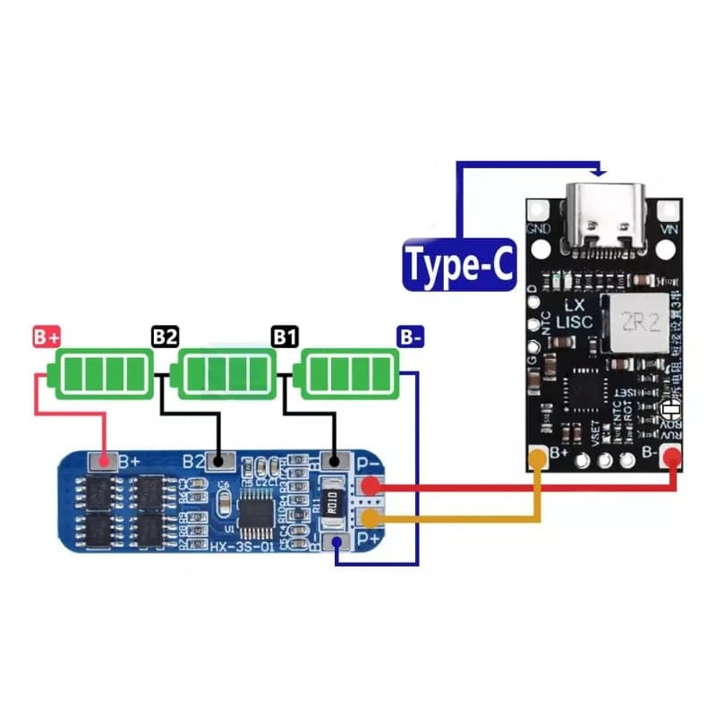 ماژول شارژر باتری لیتیوم 2 سل و 3 سل با ورودی Type-C — تصویر ۸