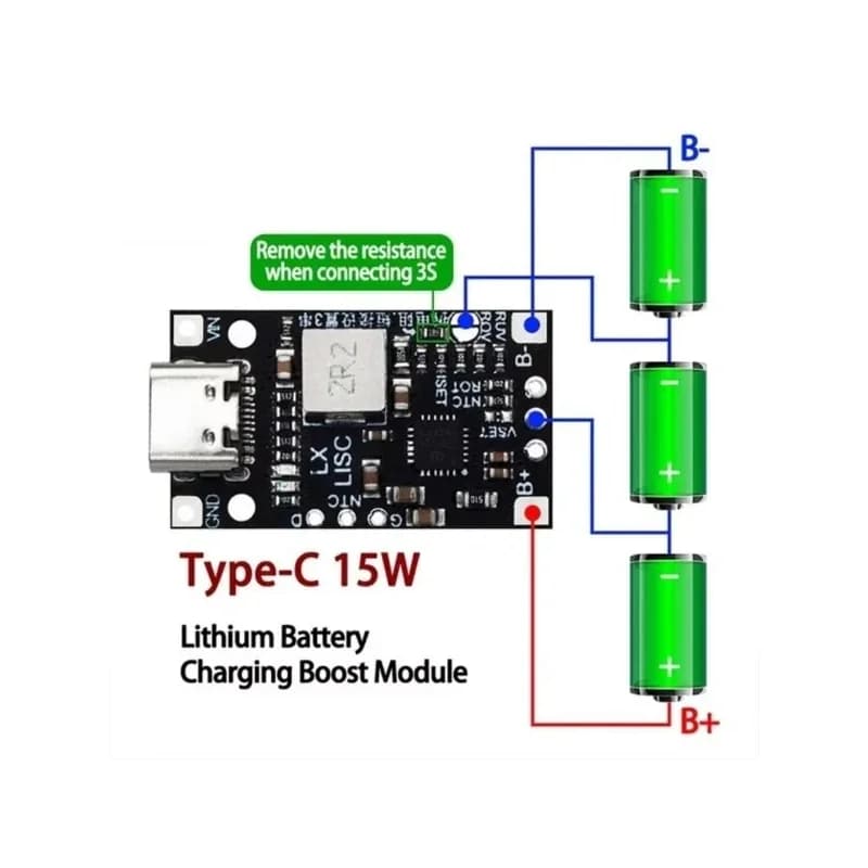 ماژول شارژر باتری لیتیوم 2 سل و 3 سل با ورودی Type-C — تصویر ۵