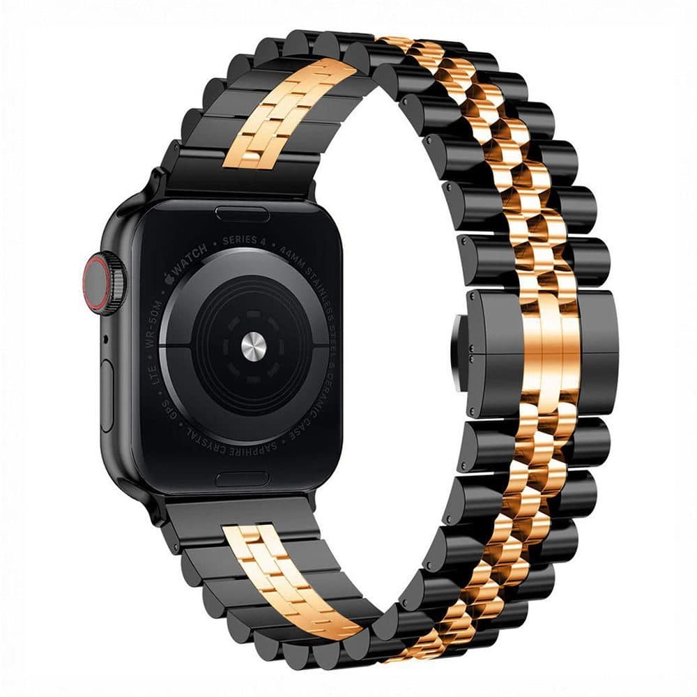 بند اپل واچ رولکسی جیتک مدل G-Tech Butterfly Buckle Watch Band Strap BlackRose 38/40/41mm — تصویر ۳