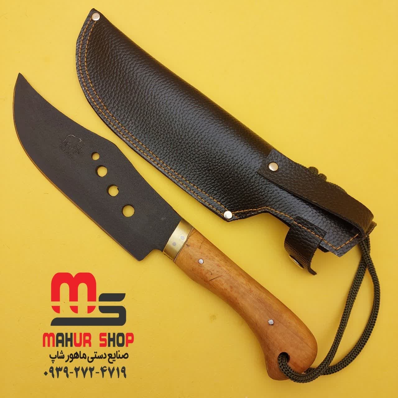 چاقو شکاری بزرگ مدل صربستانی همراه با غلاف چرم + ویدیو — تصویر ۲