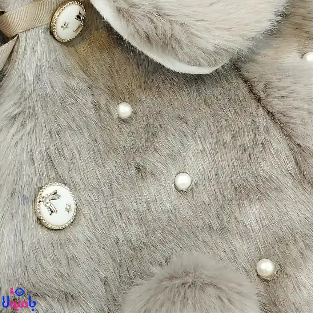 کت مجلسی دخترانه خز با دیزاین مروارید — تصویر ۹
