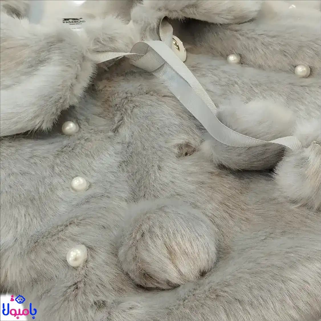 کت مجلسی دخترانه خز با دیزاین مروارید — تصویر ۳