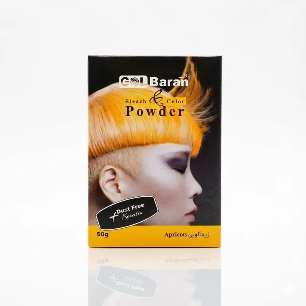 پودر دکلره رنگی گلباران Golbaran مدل Apricot رنگ زردآلویی وزن 50 گرمی