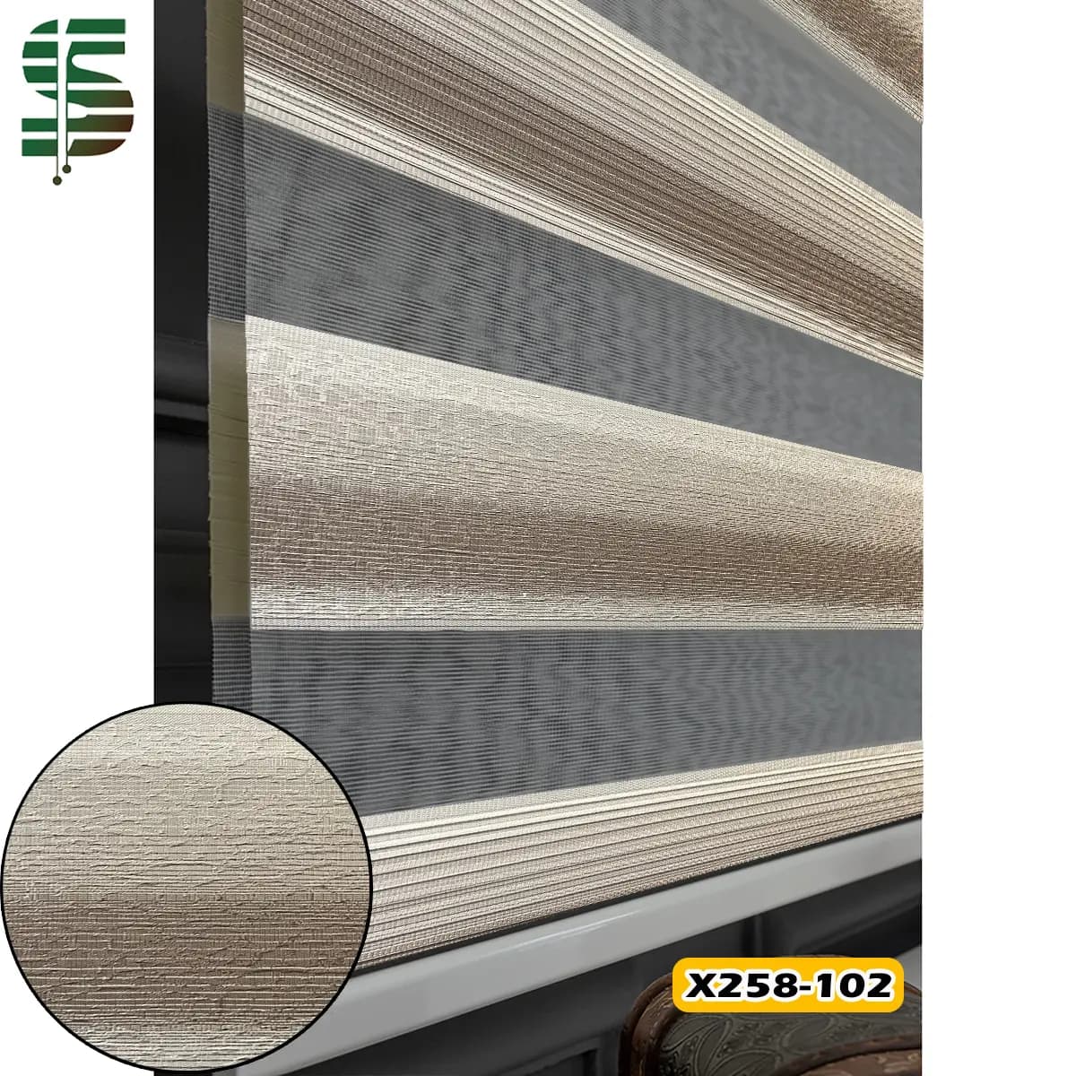 پرده زبرا دو رنگ کد x258 در 5 طرح — تصویر ۵