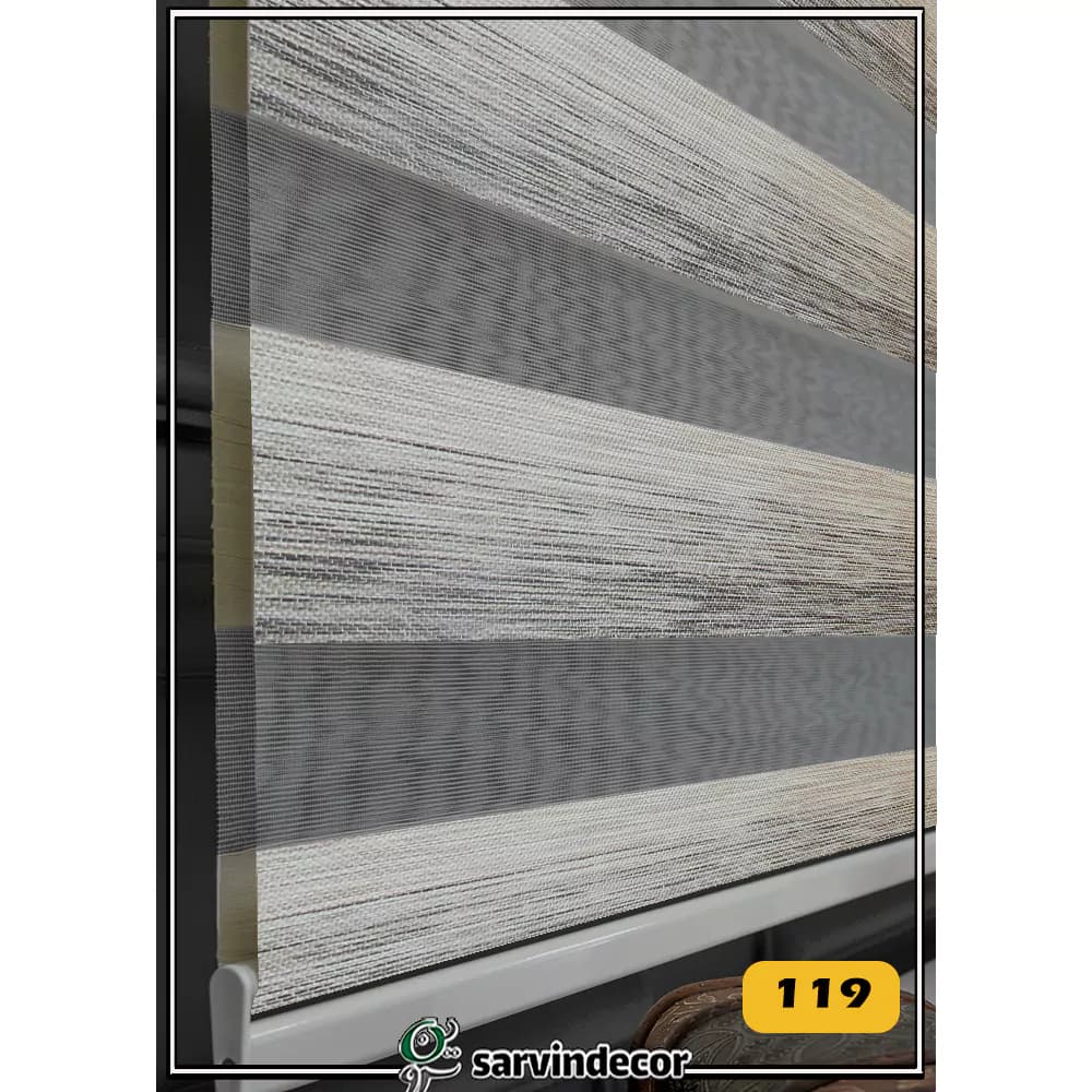 پرده زبرا طرح چوب سه رنگ p284 در 2 طرح — تصویر ۲