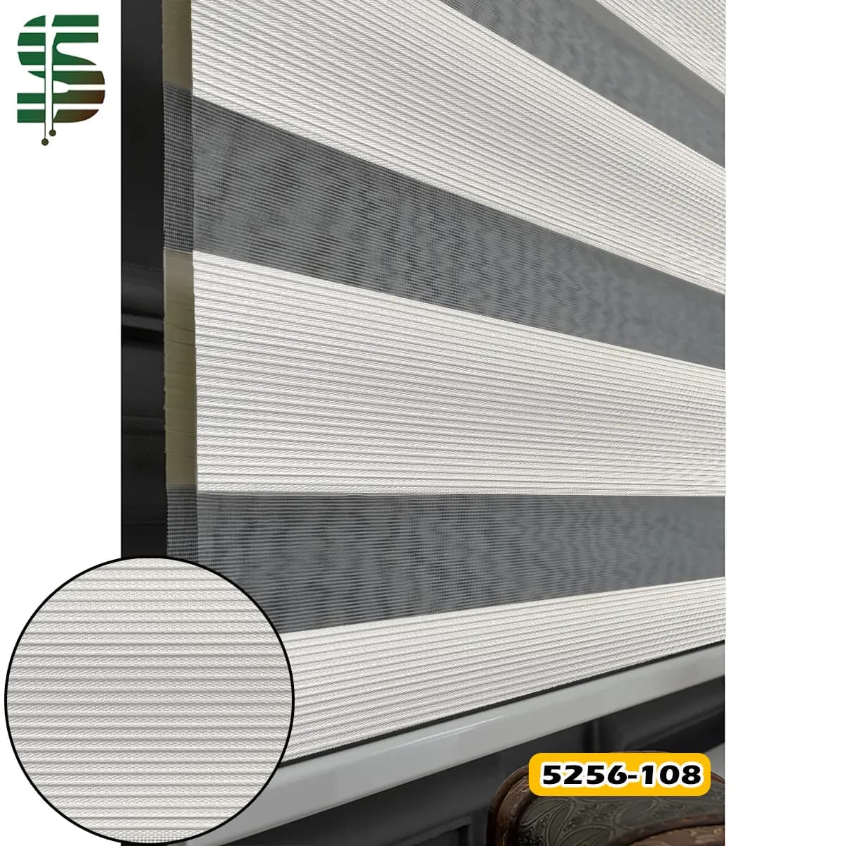 پرده زبرا ساده پلیسه ریز کد 5256 در 5 رنگ — تصویر ۷