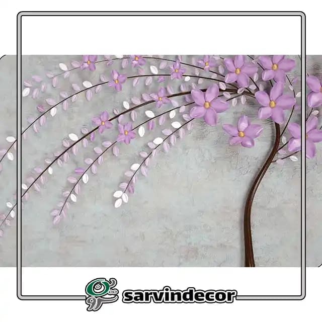 پرده زبرا سه بعدی مدل شکوفه بنفش کد T779 — تصویر ۳