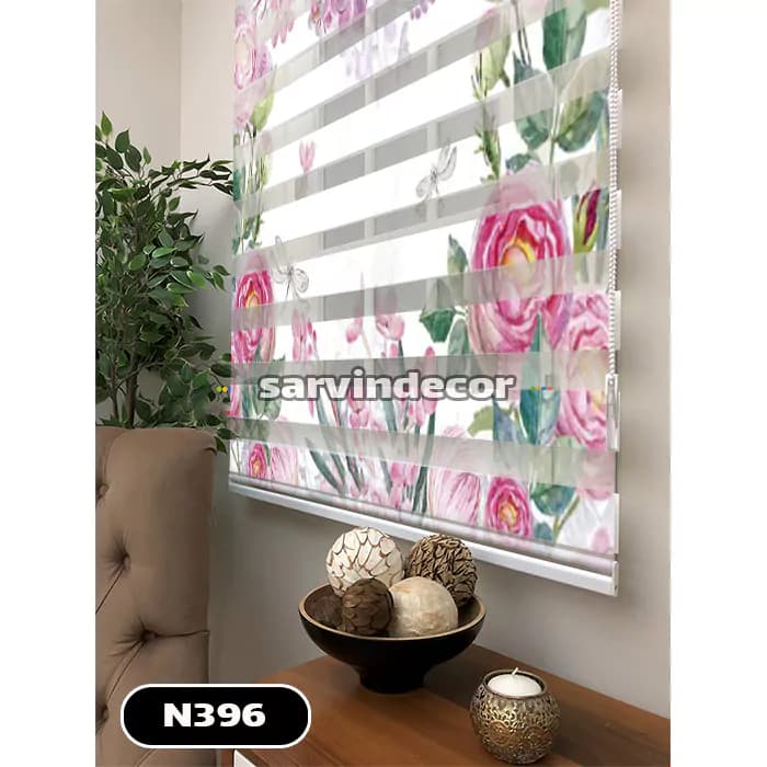 پرده زبرا سه بعدی مدل گلدار کد N396