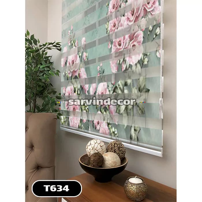 پرده زبرا سه بعدی مدل گلدار کد T634