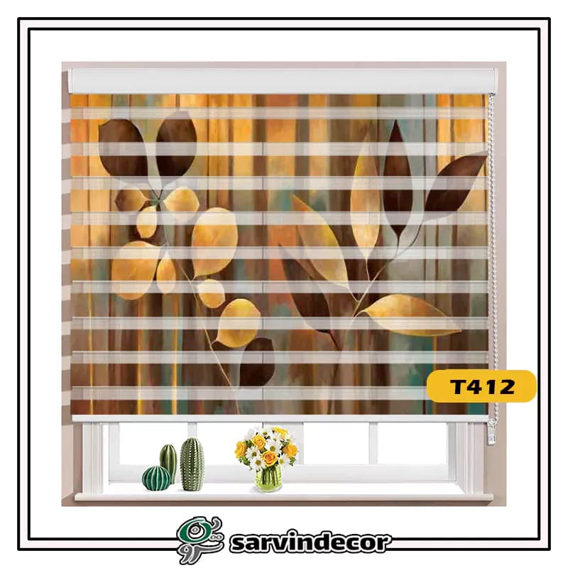 پرده زبرا سه بعدی مدل گلدار کد T412 — تصویر ۲