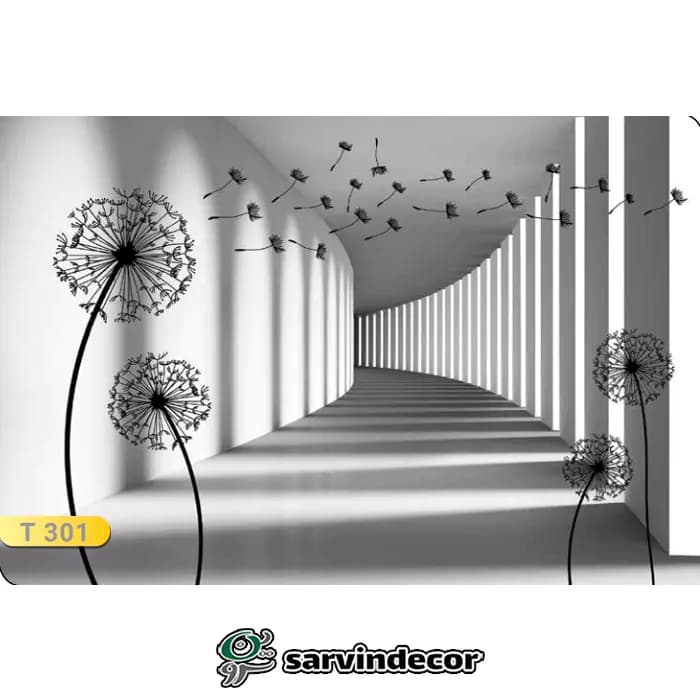 پرده زبرا سه بعدی طرح قاصدک کد T301 — تصویر ۳