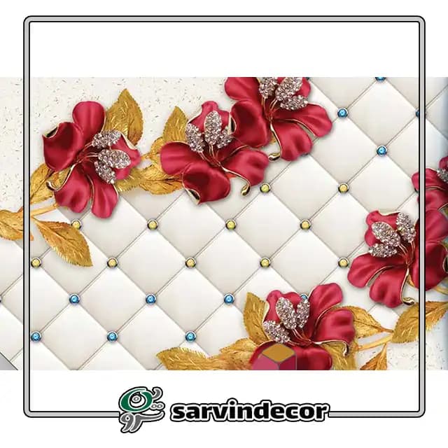پرده زبرا سه بعدی گل قرمز کد T411 — تصویر ۳