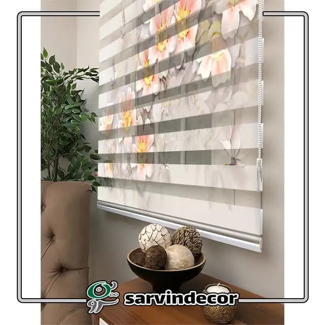 پرده زبرا سه بعدی گل و پرنده کد T385