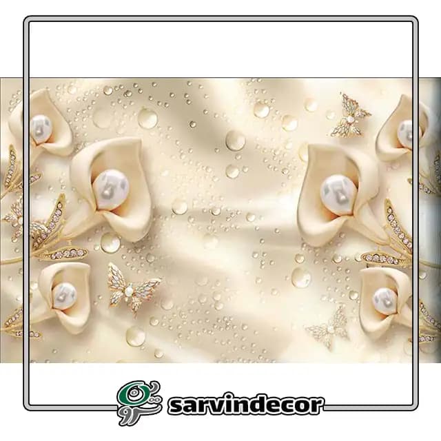 پرده زبرا سه بعدی گل طلاییT347 — تصویر ۳