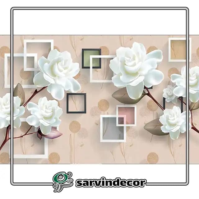 پرده زبرا سه بعدی گل سفید کد T268 — تصویر ۳