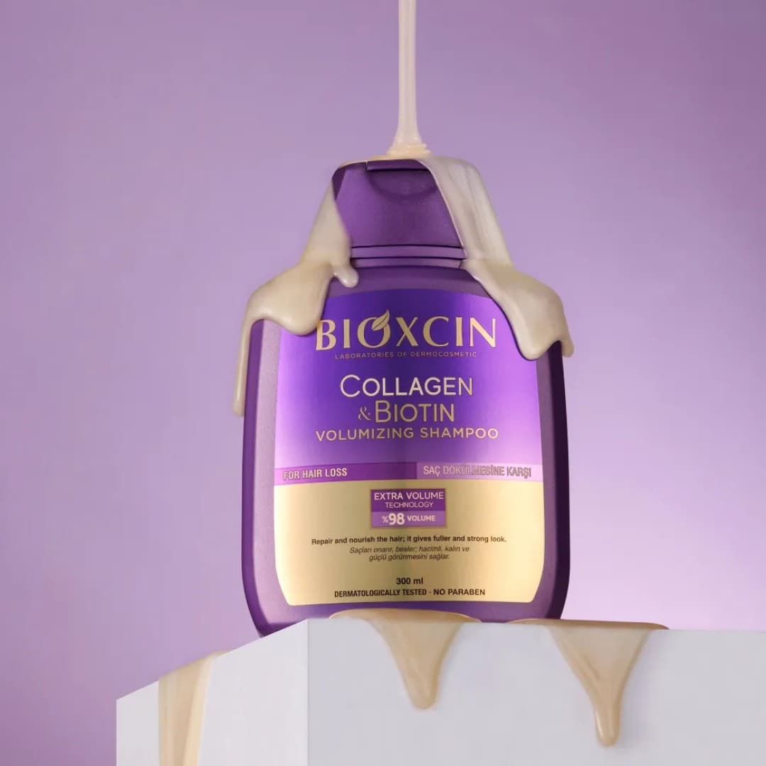 شامپو ضد ریزش و حجم دهنده بیوکسین مدل Collagen & Biotin حجم 300 میلی لیتر بسته 2 عددی — تصویر ۲