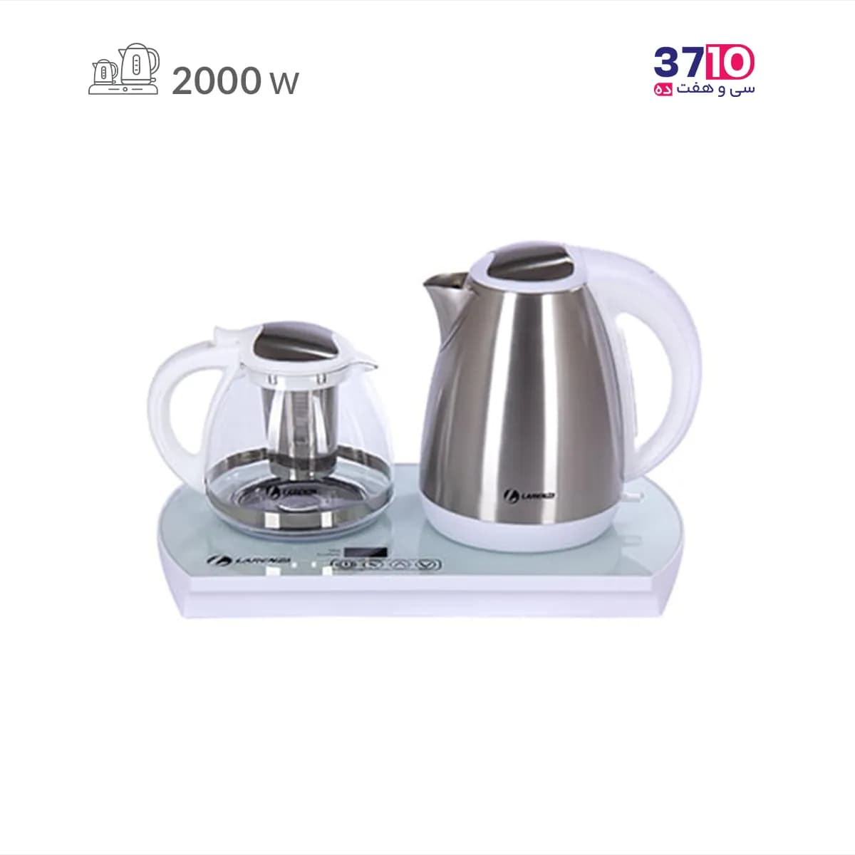 چای ساز لارنزا LARENZA مدل ES400 سفید استیل دیجیتال 2000 وات