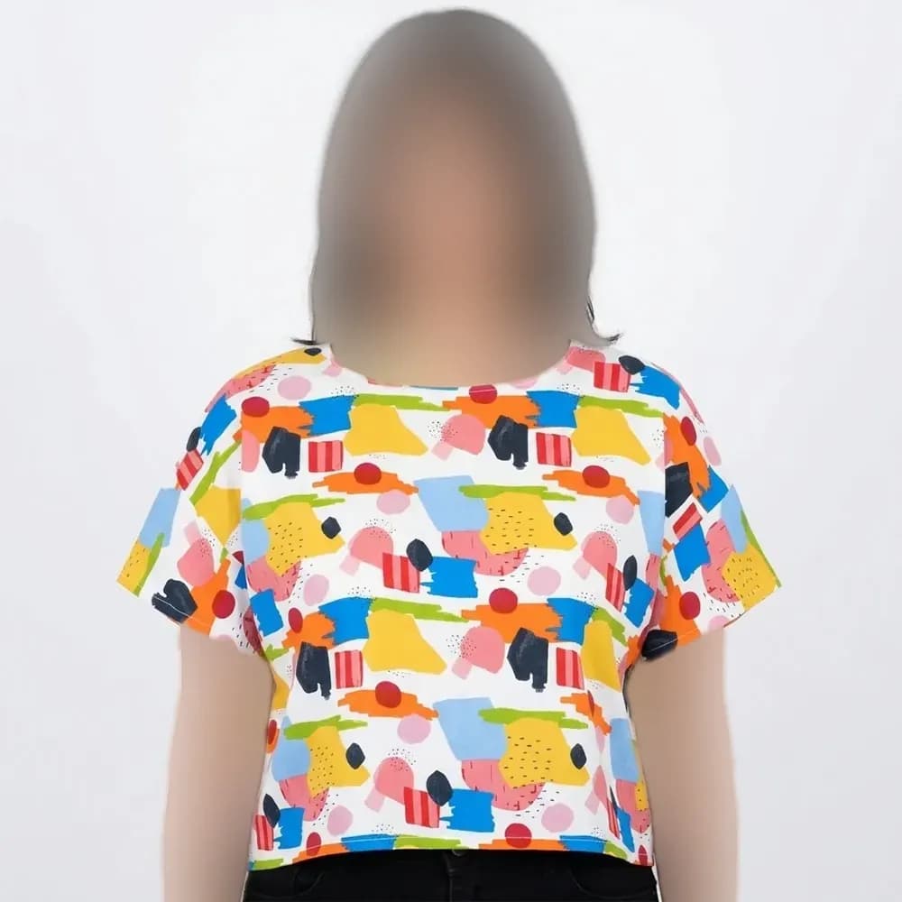 کراپ زنانه نخی یقه گرد در 20 طرح مختلف کد 11546