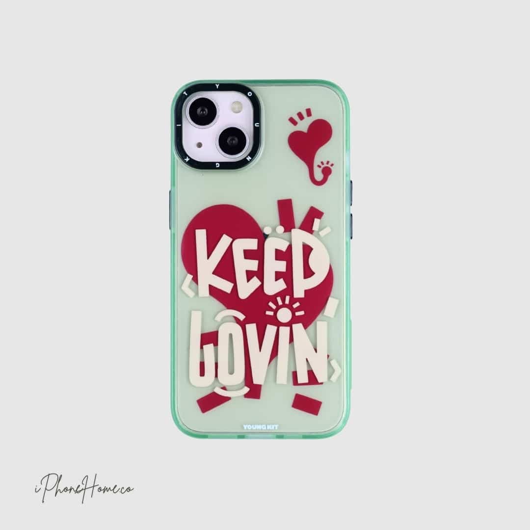 قاب یانگ کیت Keep Lovin سبز مناسب iPhone 13 Pro Max (6679)