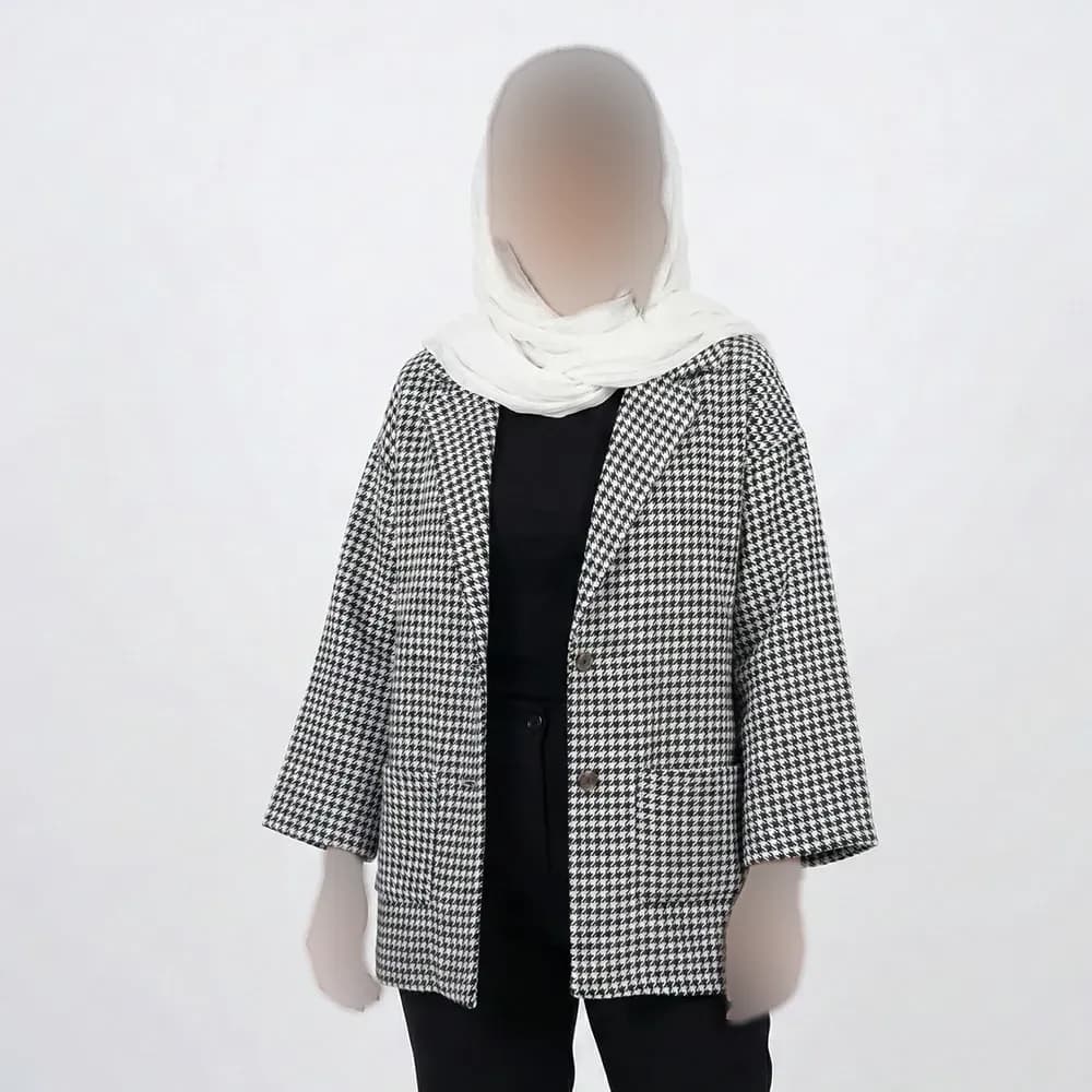 کت کشمیر زنانه مشکی آستین سه ربع مناسب پاییز و زمستان