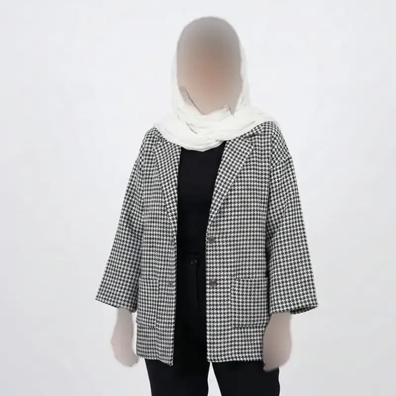 کت کشمیر زنانه مشکی آستین سه ربع مناسب پاییز و زمستان — تصویر ۵