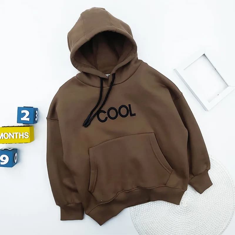 هودی دورس پسرانه کلاهدار طرح COOL با چاپ گلدوزی ضخیم — تصویر ۵