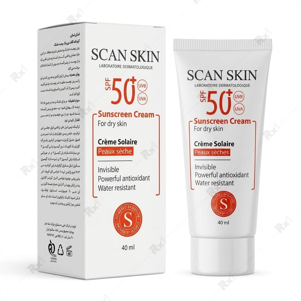 کرم ضد آفتاب اسکن اسکین SPF50+ مناسب پوست خشک حجم ۴۰ میلیلیتر
