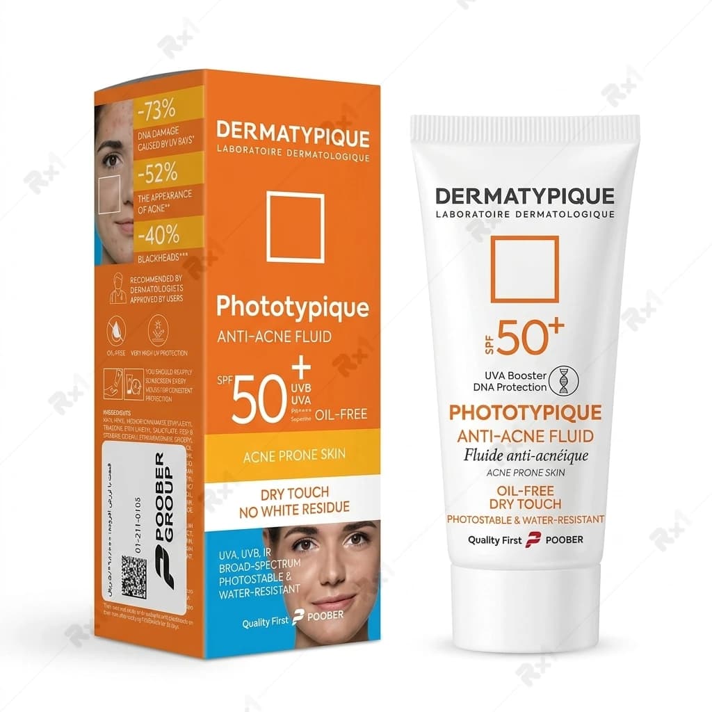 فلوئید ضد آفتاب آنتی آکنه درماتیپیک SPF50+ مناسب پوست چرب و جوشدار حجم 40 میلیلیتر