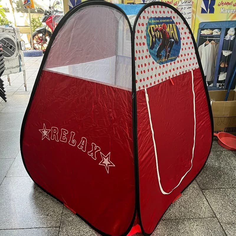 چادر بازی کودک طرح اسپایدرمن (مرد عنکبوتی) مدل فنری رنگ قرمز پسرانه کد15 — تصویر ۶