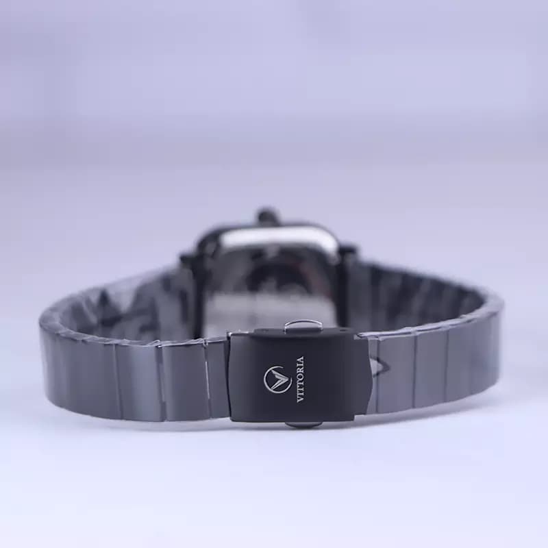ساعت مچی ویتوریا زنانه فلزی مشکی صفحه مربع 3386/4 — تصویر ۳