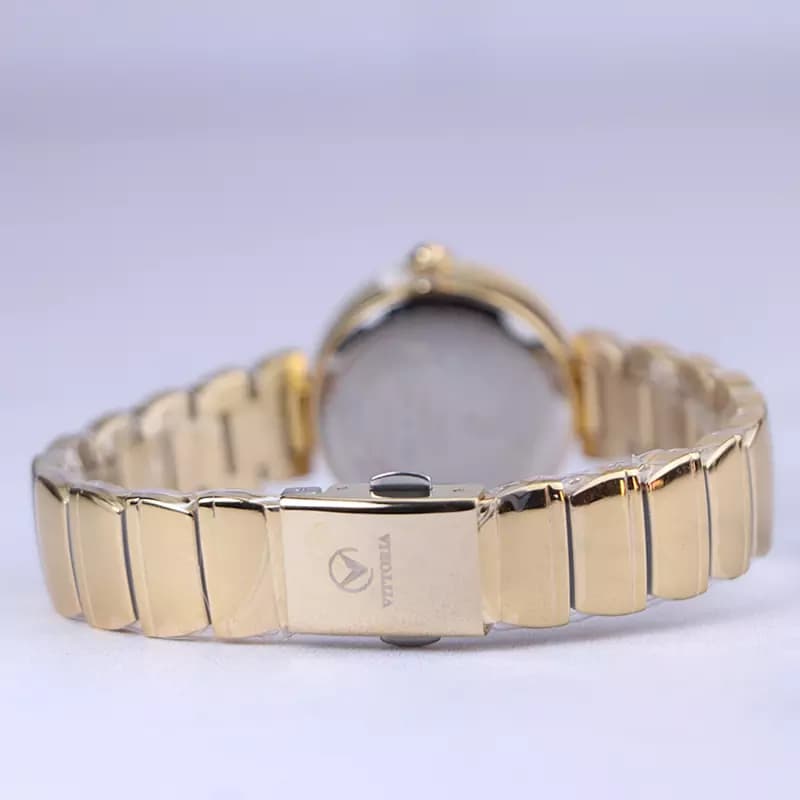 ساعت مچی ویتوریا زنانه فلزی طلایی صفحه آینه ای مشکی VT 3395/3 — تصویر ۳
