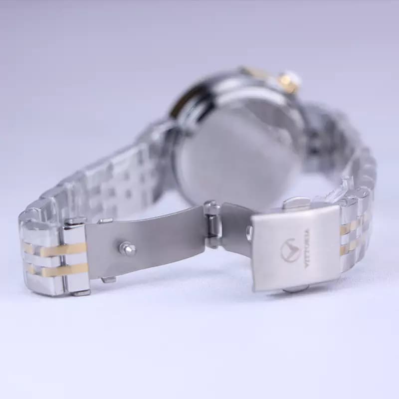 ساعت مچی ویتوریا زنانه فلزی نقره ای طلایی صفحه آینه ای VT 3410/4 — تصویر ۳