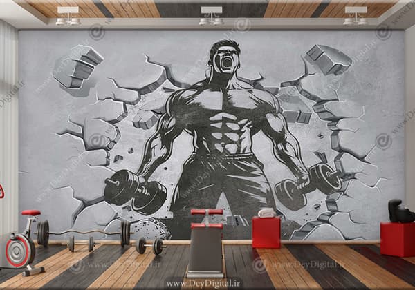 کاغذ دیواری سه بعدی باشگاه بدنسازی WA-2781