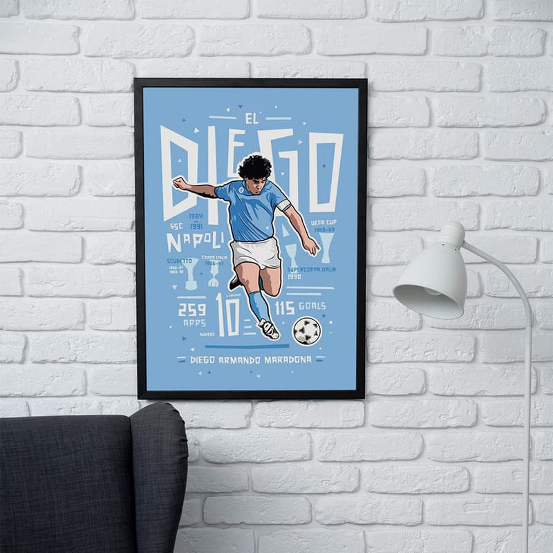 تابلو مدل دیواری طرح دیگو مارادونا Diego Maradona کد FD476 — تصویر ۲