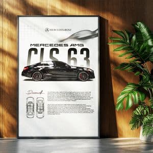 تابلو بکلیت طرح ماشین و خودرو مرسدس بنز Mercedes-Benz CLS 63 AMG مدل W-po1732 فریم سفید — تصویر ۲