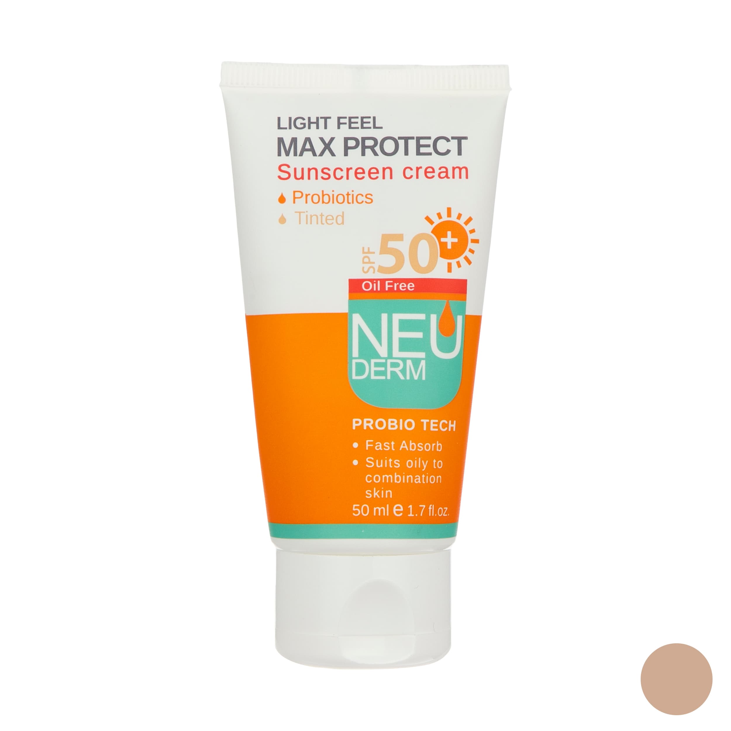 کرم ضد آفتاب رنگی نئودرم پوست چرب و مختلط مدل Max Protect حجم 50 میلی لیتر