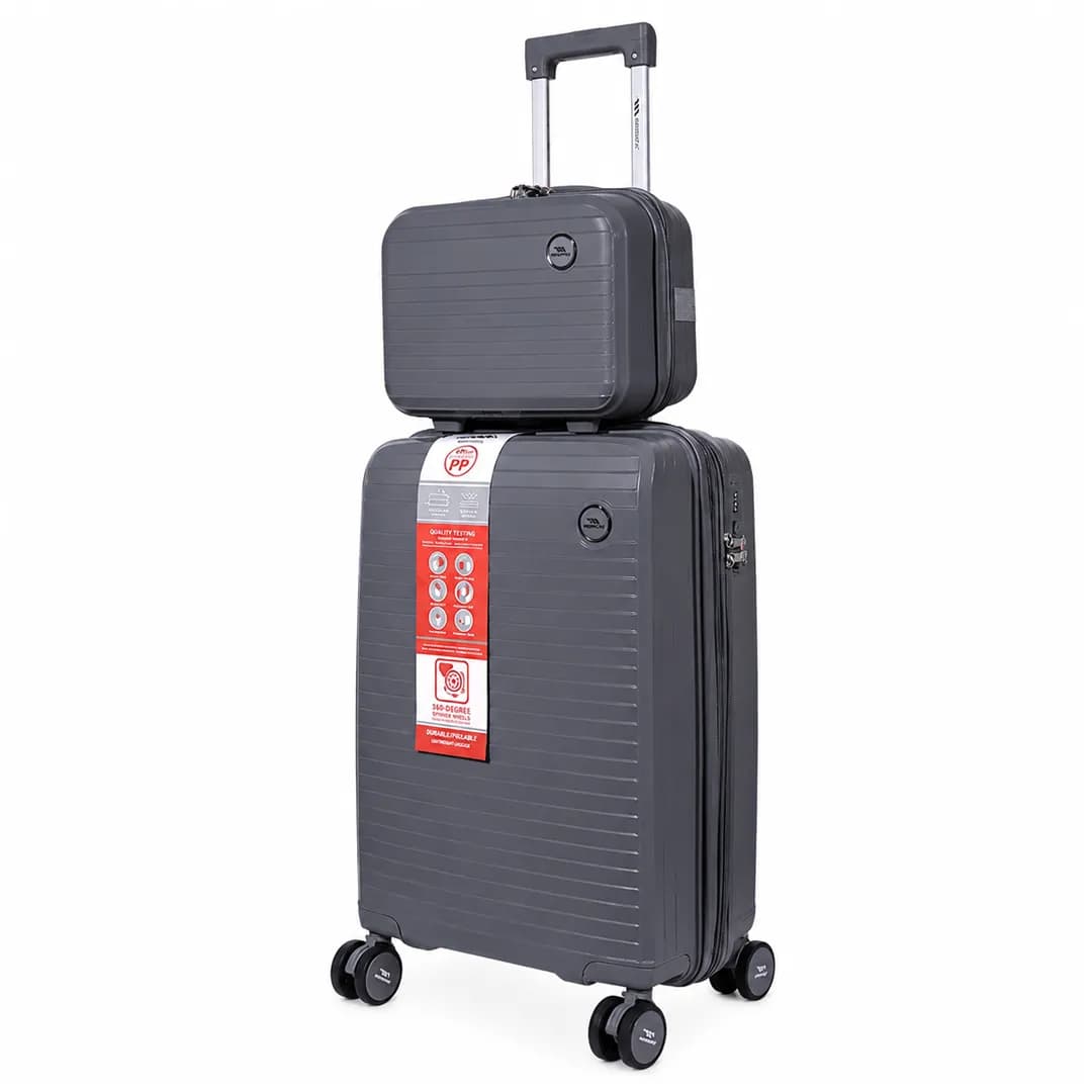 چمدان Monza مدل M-077-PP-SX سایز کوچک به همراه چمدان لوازم آرایشی — تصویر ۳