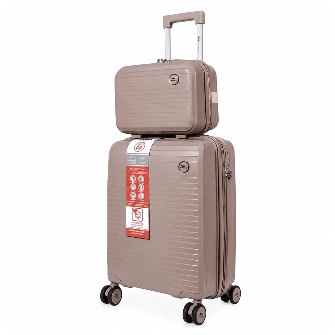 چمدان Monza مدل M-077-PP-SX سایز کوچک به همراه چمدان لوازم آرایشی — تصویر ۵