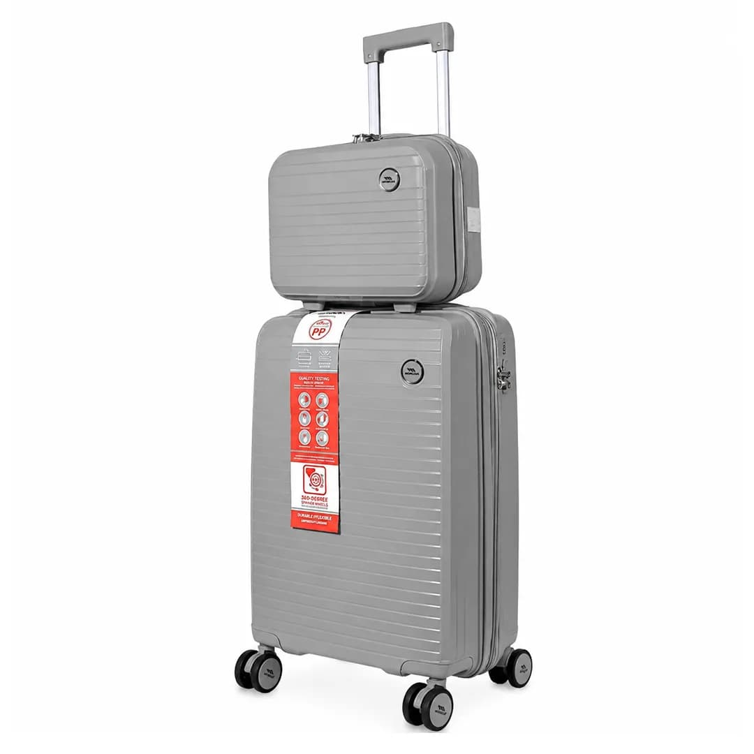 چمدان Monza مدل M-077-PP-SX سایز کوچک به همراه چمدان لوازم آرایشی — تصویر ۴