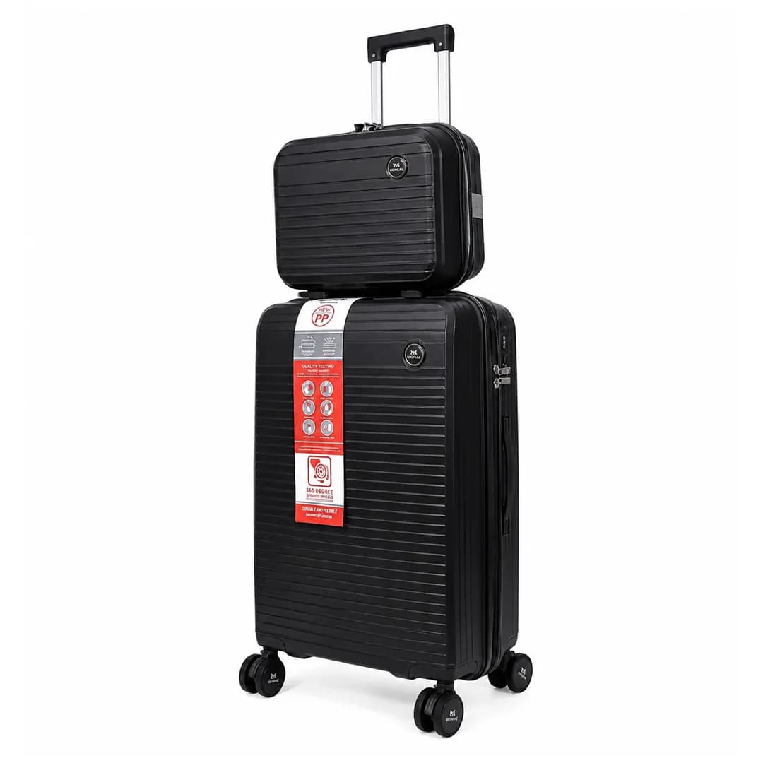 چمدان Monza مدل M-077-PP-SX سایز کوچک به همراه چمدان لوازم آرایشی — تصویر ۲