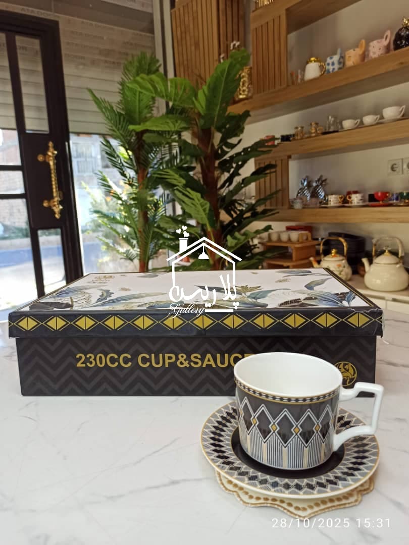 فنجان چایخوری بن چاینا برند ونتی(VENTI) طرح1 مشکی 41170 — تصویر ۳