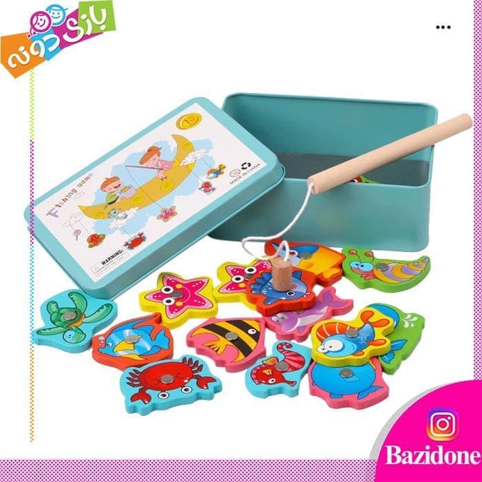 ماهیگیری چوبی مگنتی (جعبه فلزی)