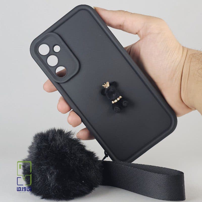 قاب گوشی سامسونگ A24 عروسکی بند دار مشکی| samsung a24 کاورما