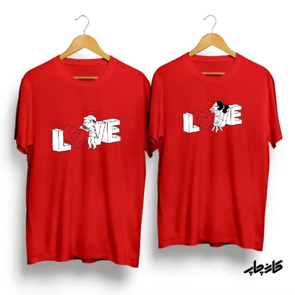 تیشرت ست نخی دختر / پسر سنگ تراش Love — تصویر ۳