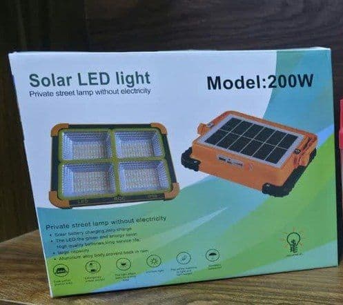 پروژکتور خورشیدی (سولار) 200 وات مدل Solar LED Light – ضد آب IP66 دارای پنل یکپارچه