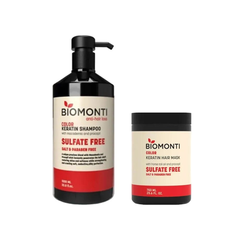 ست شامپو و ماسک موی بدون سولفات بیومنتی (بیومونتی) موهای رنگ شده حجم 1000+750 میل BIOMONTI