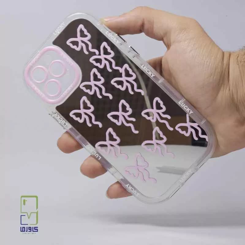قاب آیفون 14 پرو مکس دخترانه | آینه‌ای پاپیون – iPhone 14 Pro Max