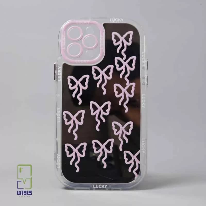 قاب آیفون 14 پرو مکس دخترانه | آینه‌ای پاپیون – iPhone 14 Pro Max — تصویر ۲