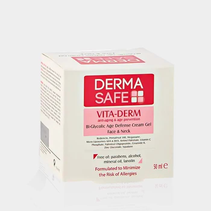 کرم ژل ضد چروک ویتا درم درماسیف Derma Safe Vita-Derm Age Defense Cream Gel 50ml — تصویر ۲