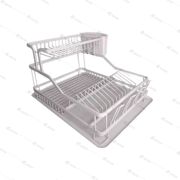 آبچکان رو سینکی آلومینیومی یک و نیم طبقه رنگ سفید